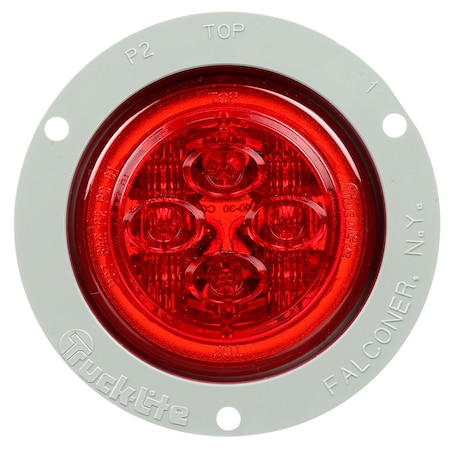 Truck-Lite 10 Series, Low Profile, Led, Red Round, 8 Diode, Marker Clearance Light, Pc, Gray Polycarbonate 10089R